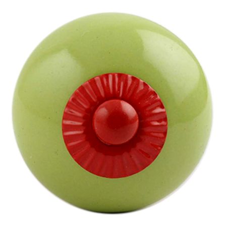 Lime Round Red Fitting Ceramic Knob